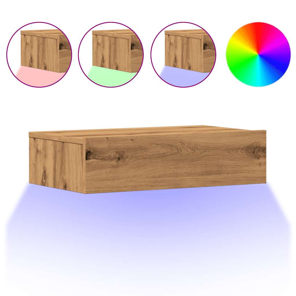 vidaXL TV-Schränke mit LED-Leuchten 2 Stk. Artisan-Eiche 60x35x15,5 cm
