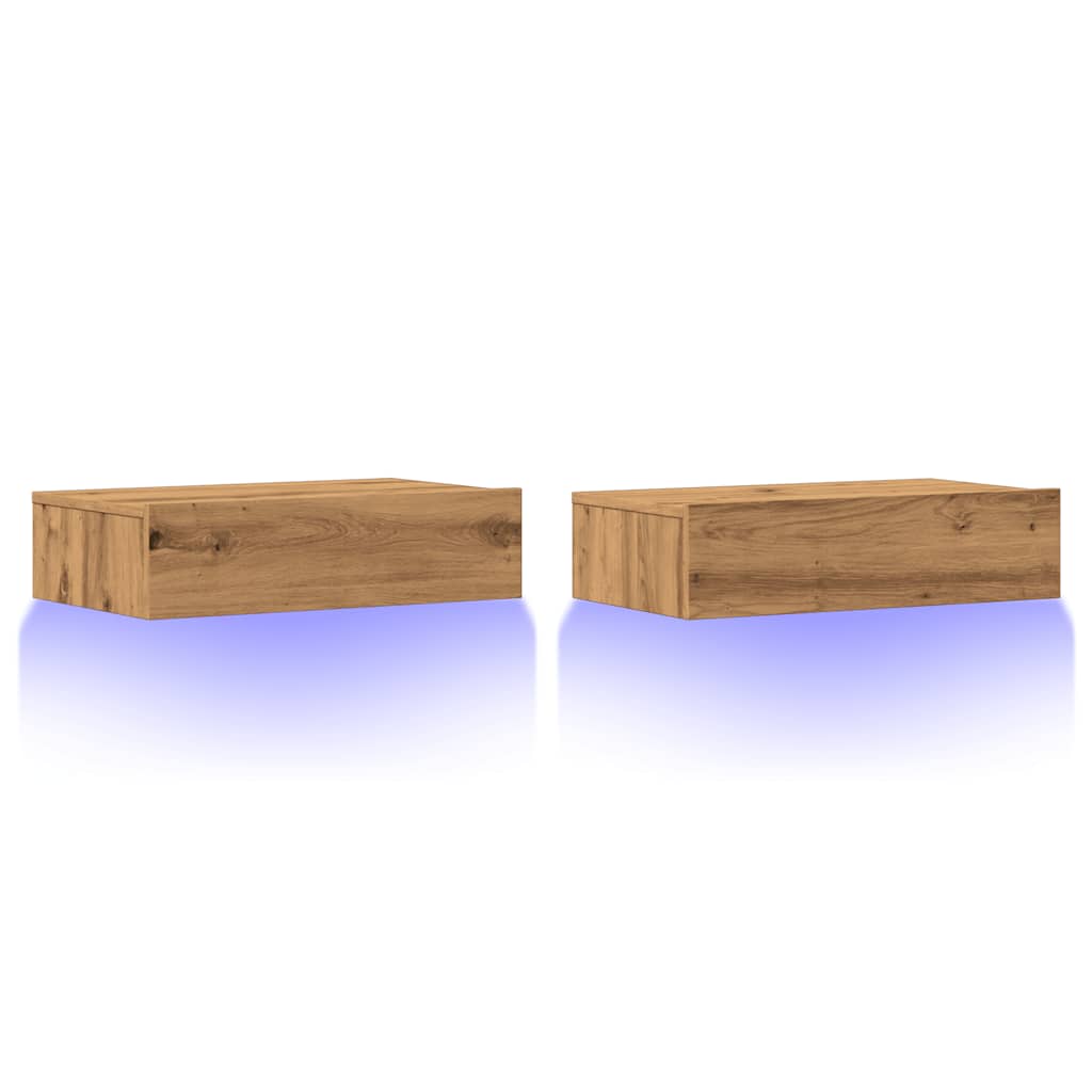 vidaXL TV-Schränke mit LED-Leuchten 2 Stk. Artisan-Eiche 60x35x15,5 cm