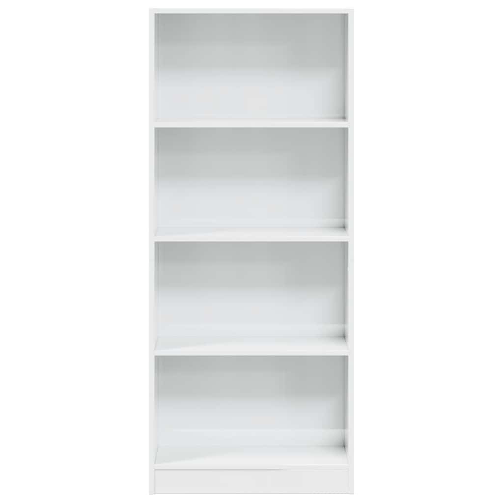 vidaXL Bücherregal Hochglanz-Weiß 60x24x143 cm Holzwerkstoff
