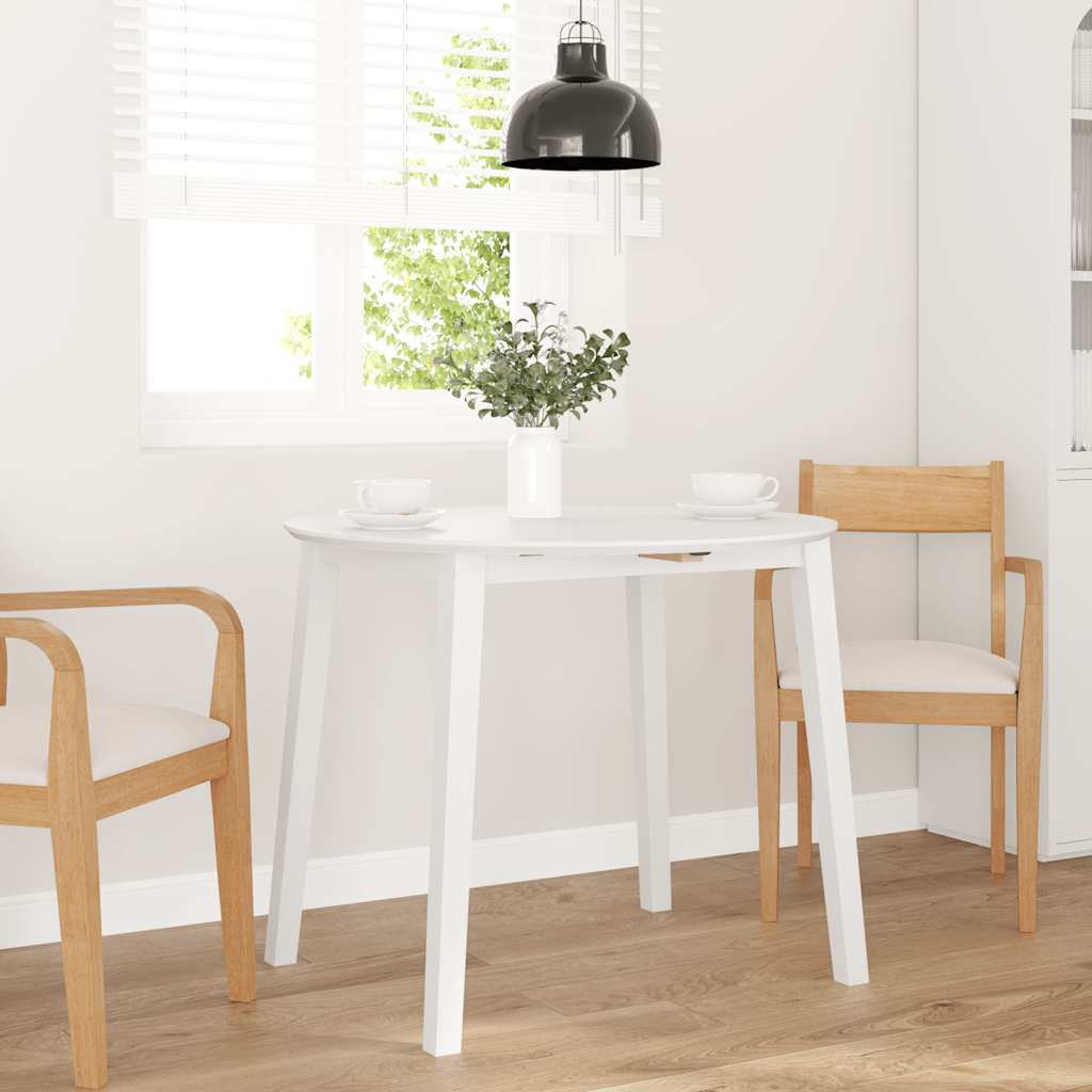 vidaXL Esstisch Weiß Massivholz Gummibaumholz