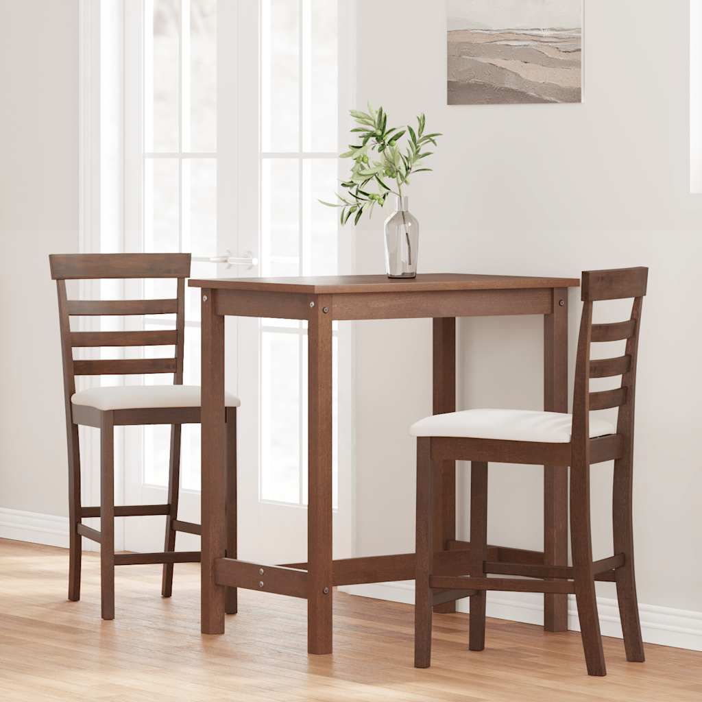 vidaXL Barhocker mit Kissen 2 Stk. Braun Massivholz Gummibaum