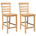 vidaXL Barhocker 2 Stk. Natur Massivholz Gummibaum