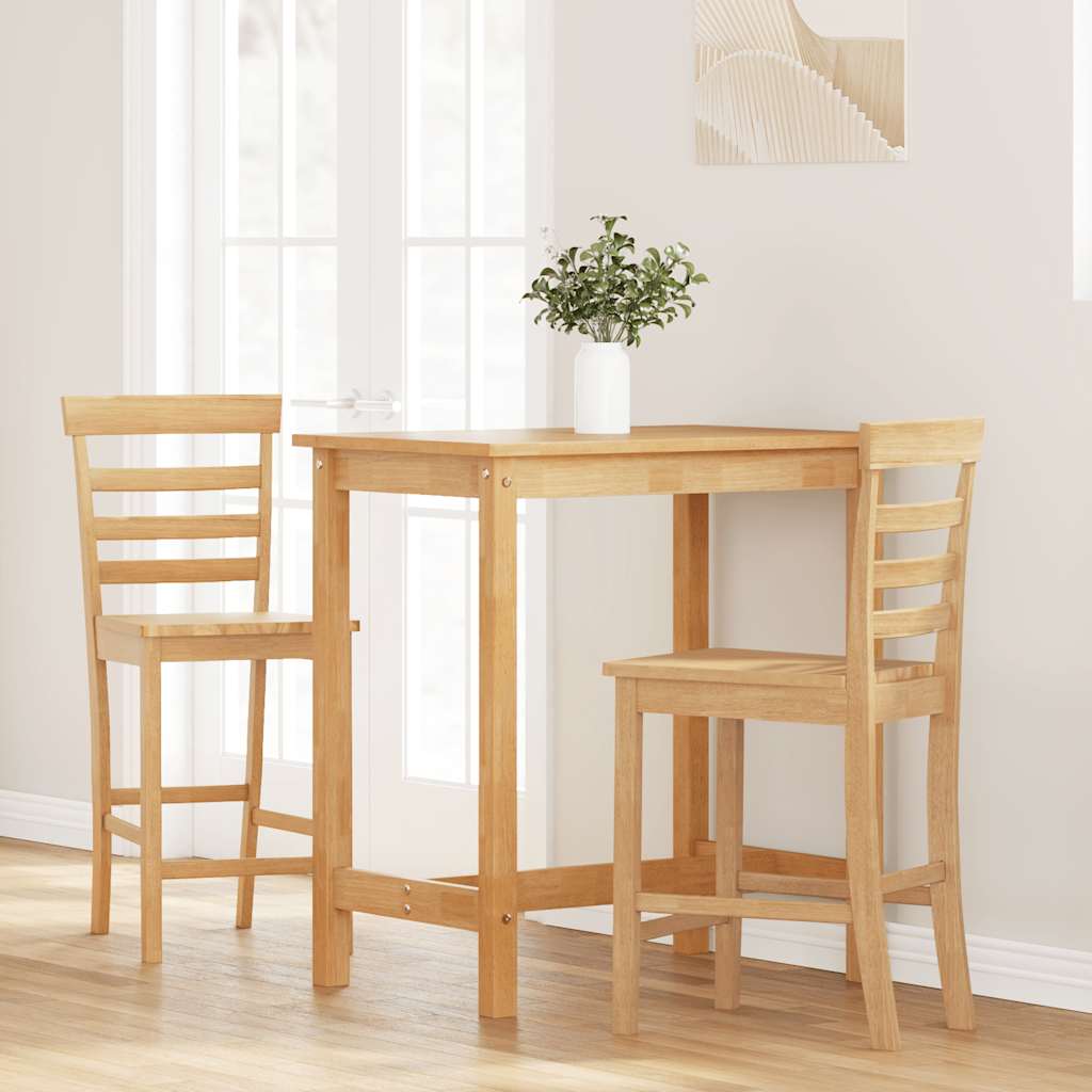 vidaXL Barhocker 2 Stk. Natur Massivholz Gummibaum