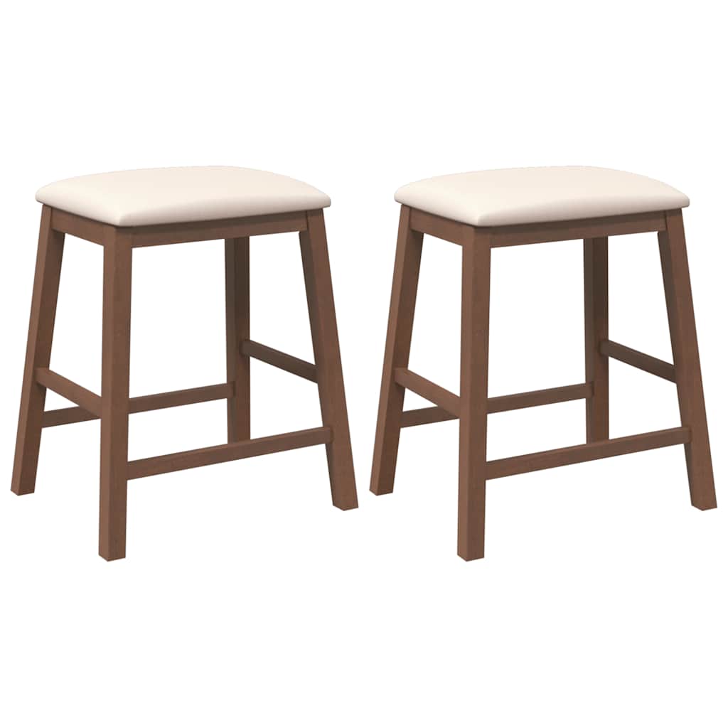 vidaXL Barstühle mit Kissen 2 Stk. Braun Massivholz Gummibaum