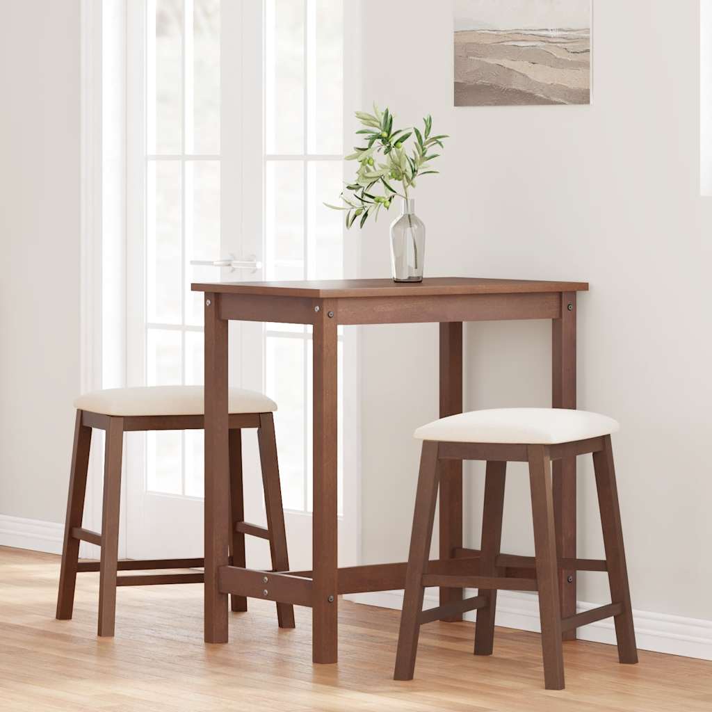 vidaXL Barstühle mit Kissen 2 Stk. Braun Massivholz Gummibaum