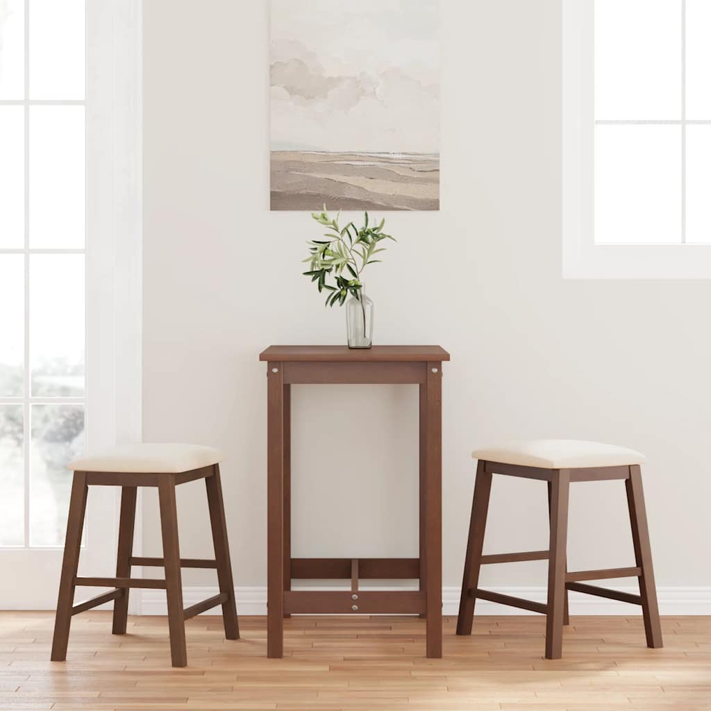 vidaXL Barstühle mit Kissen 2 Stk. Braun Massivholz Gummibaum