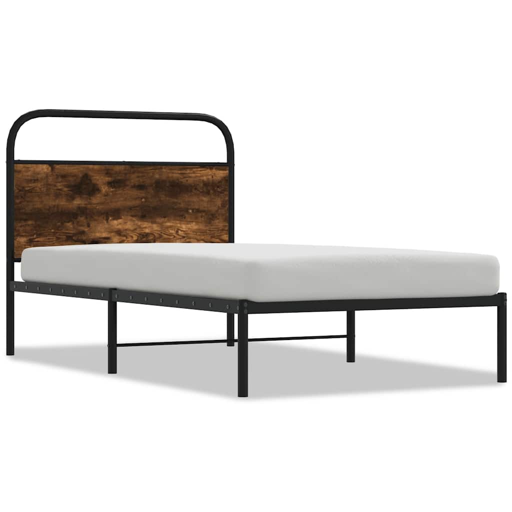 vidaXL Bettgestell ohne Matratze 90x190 cm Räuchereiche Holzwerkstoff