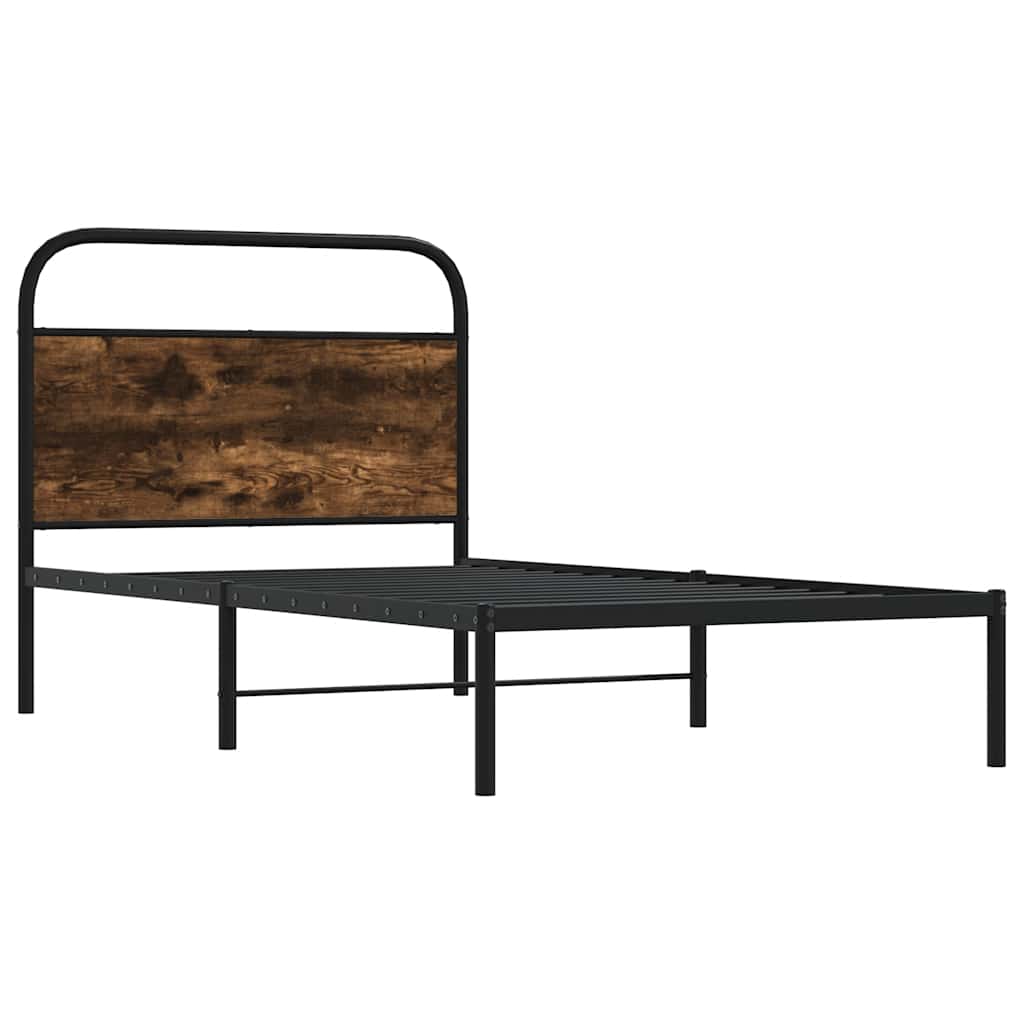 vidaXL Bettgestell ohne Matratze 90x190 cm Räuchereiche Holzwerkstoff