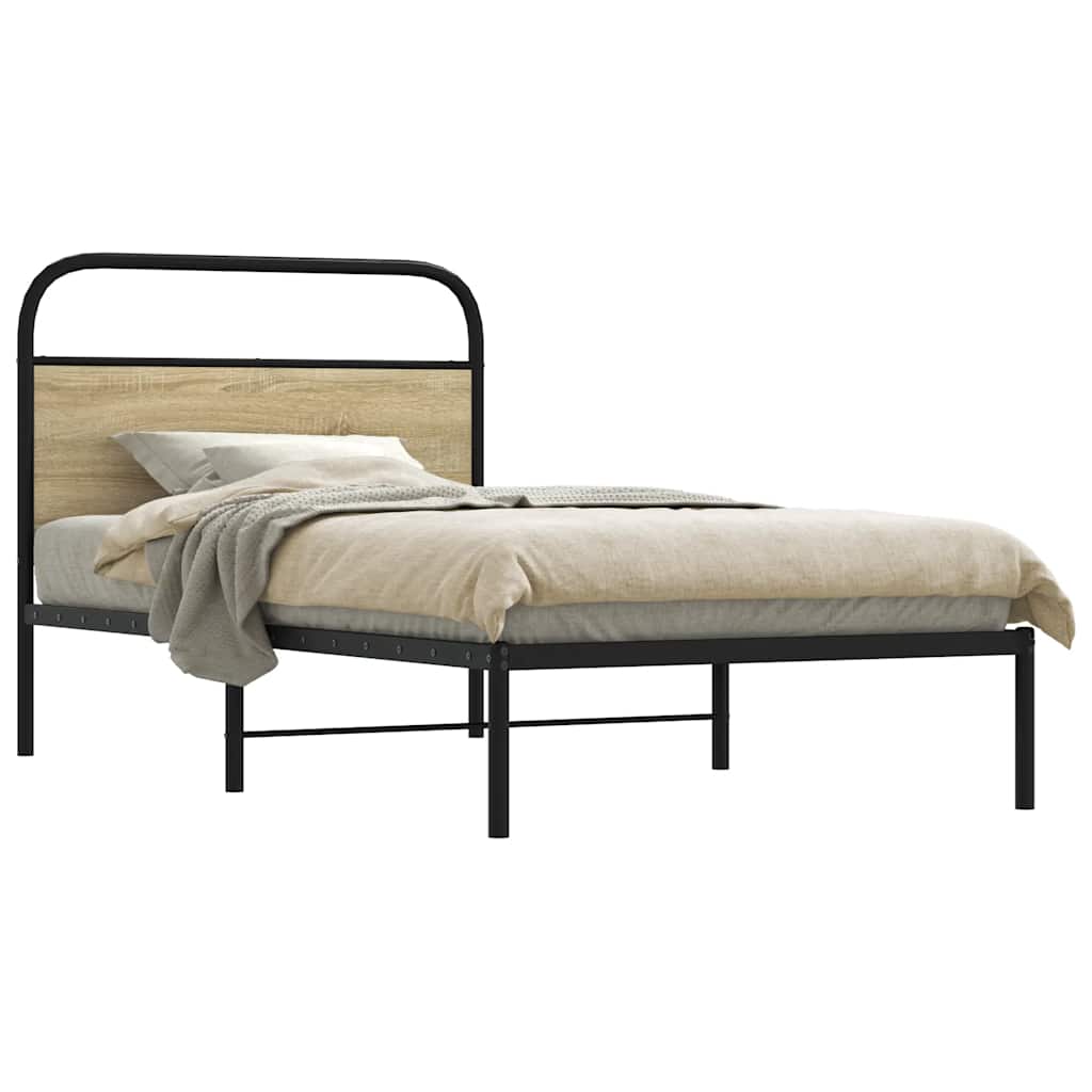 vidaXL Bettgestell ohne Matratze 90x190 cm Sonoma-Eiche Holzwerkstoff