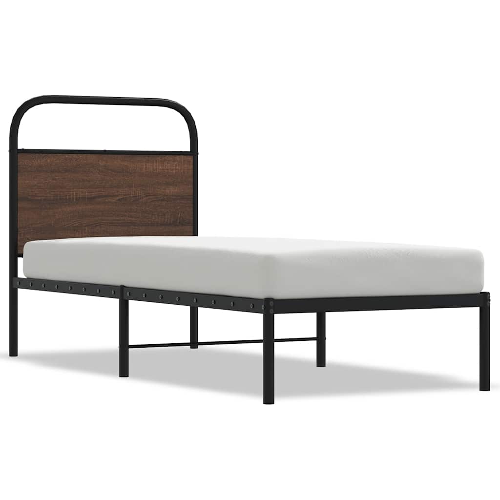 vidaXL Bettgestell ohne Matratze 75x190 cm Braun Eichen-Optik