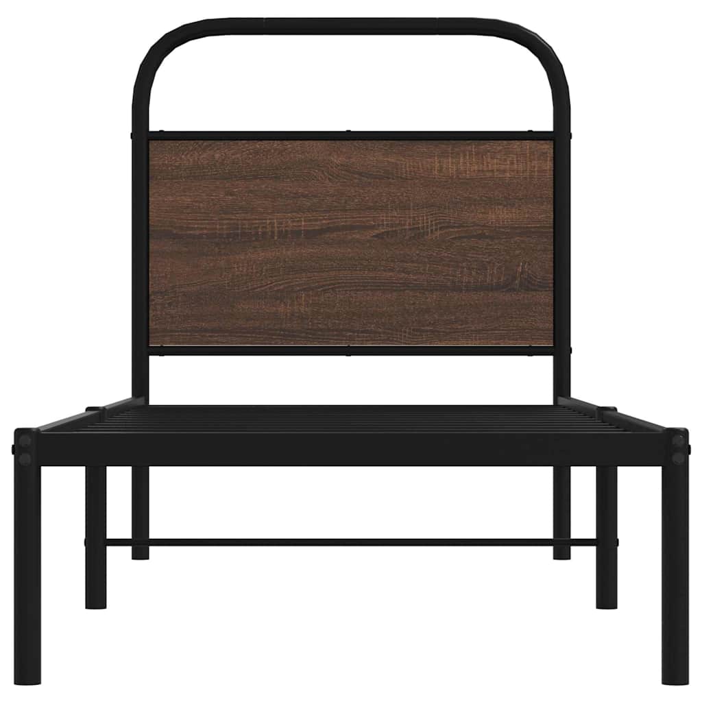 vidaXL Bettgestell ohne Matratze 75x190 cm Braun Eichen-Optik