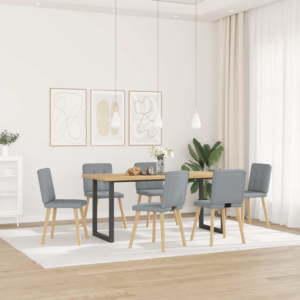 vidaXL Esszimmerstühle 6 Stk. Hellgrau Stoff