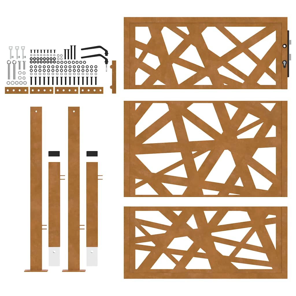 vidaXL Gartentor 100x125 cm Cortenstahl Helles Design