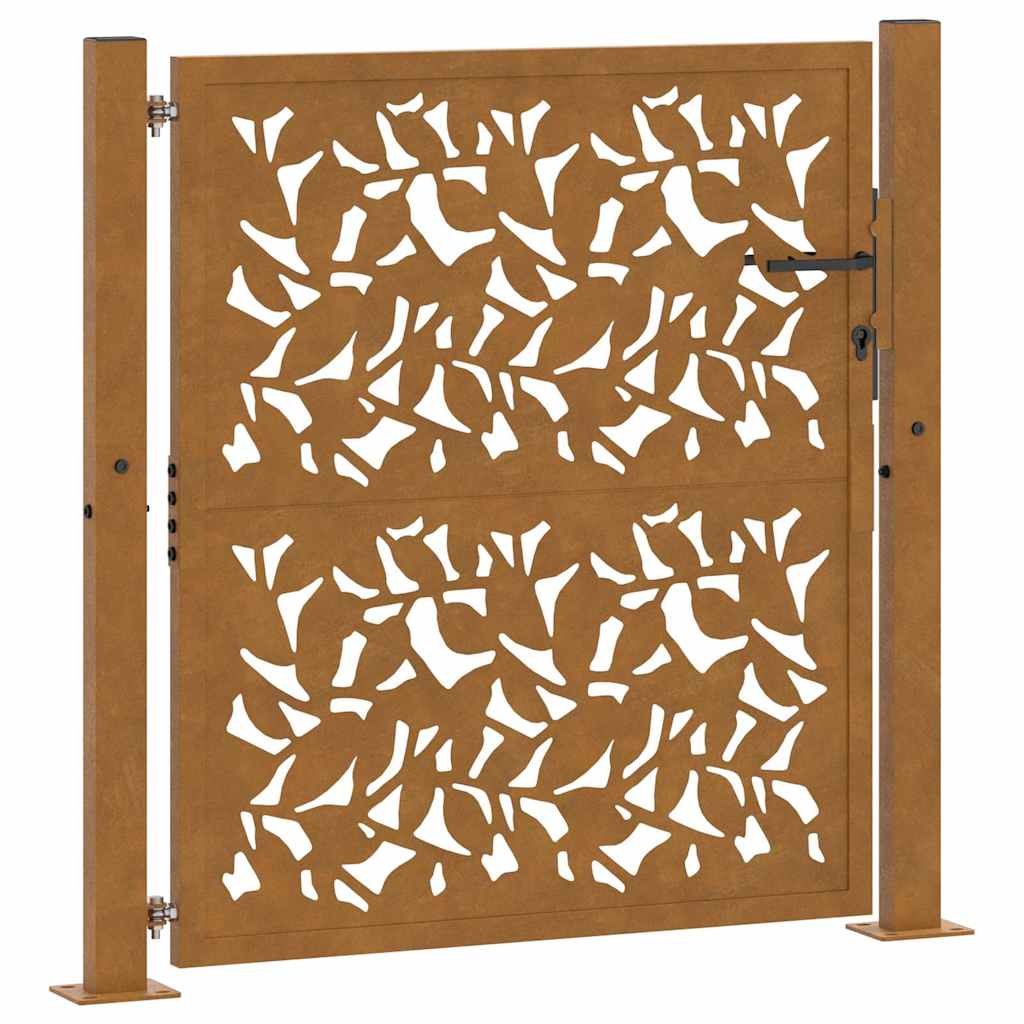 vidaXL Gartentor 100x100 cm Wetterfester Stahl Blattdesign