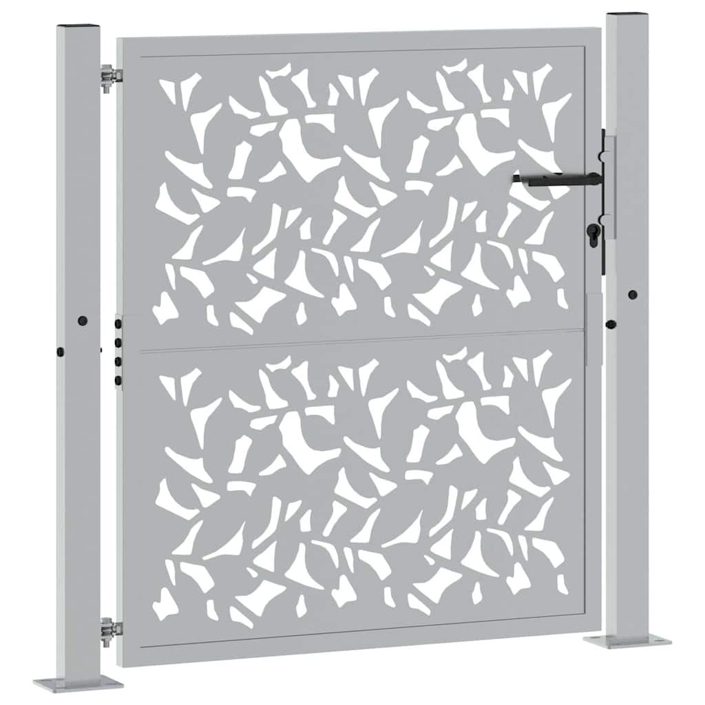 vidaXL Gartentor 100x100 cm Wetterfester Stahl Blattdesign