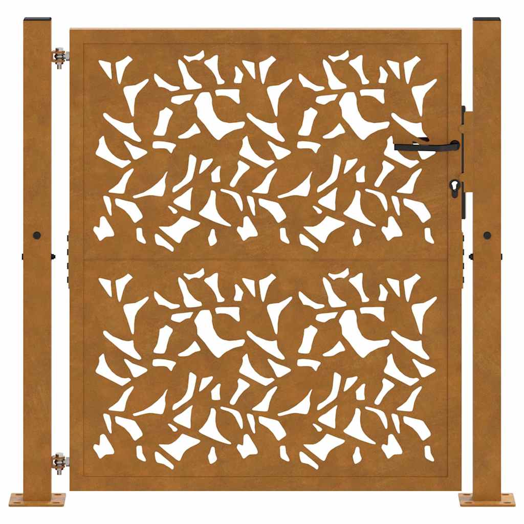 vidaXL Gartentor 100x100 cm Wetterfester Stahl Blattdesign