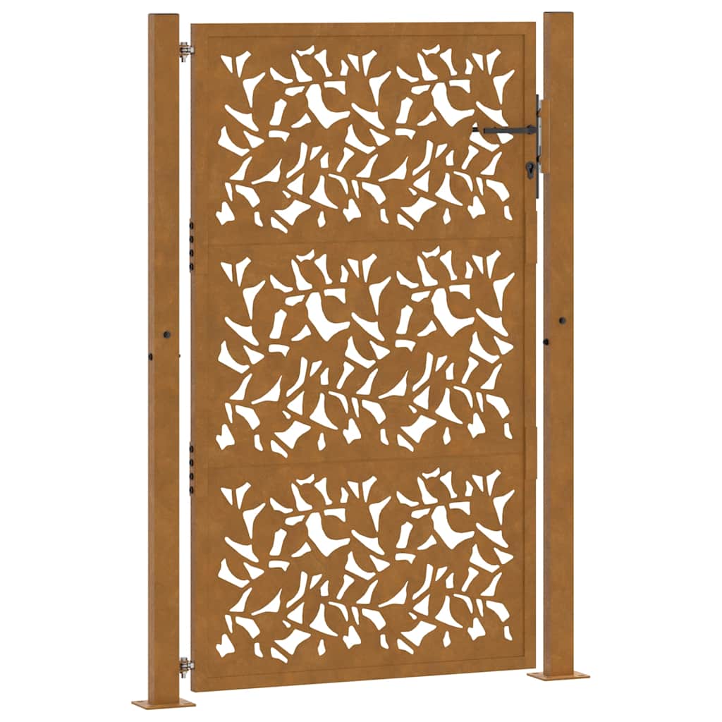vidaXL Gartentor 100x125 cm Verwitterungsstahl Blattdesign
