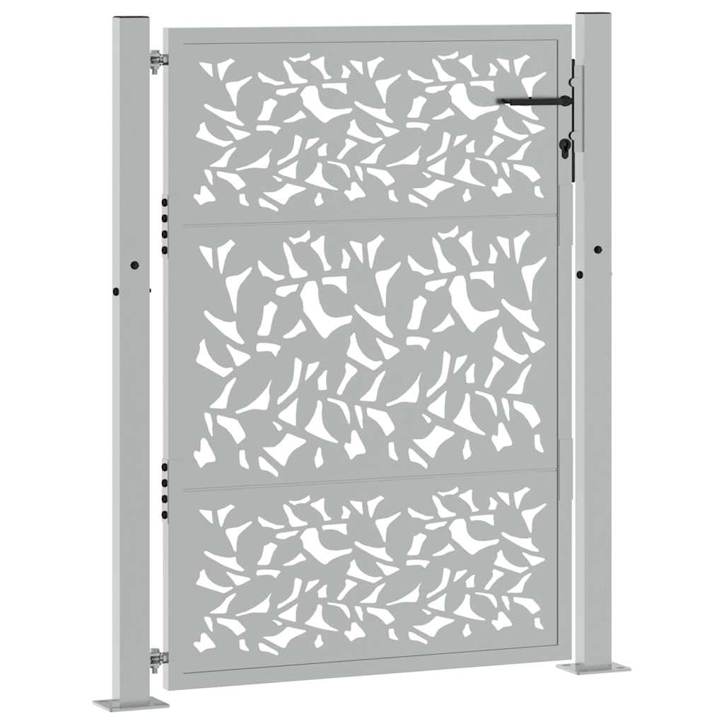 vidaXL Gartentor 100x125 cm Verwitterungsstahl Blattdesign