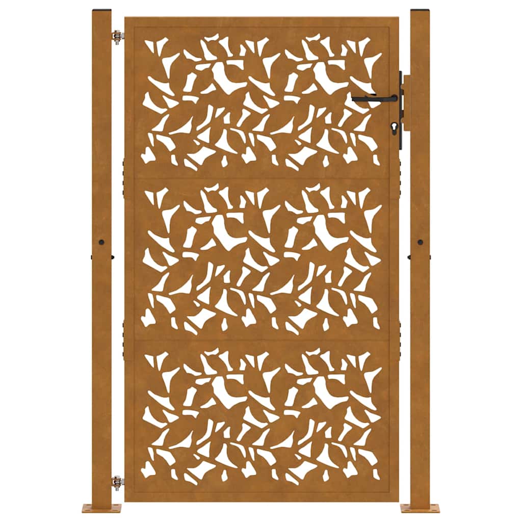 vidaXL Gartentor 100x125 cm Verwitterungsstahl Blattdesign