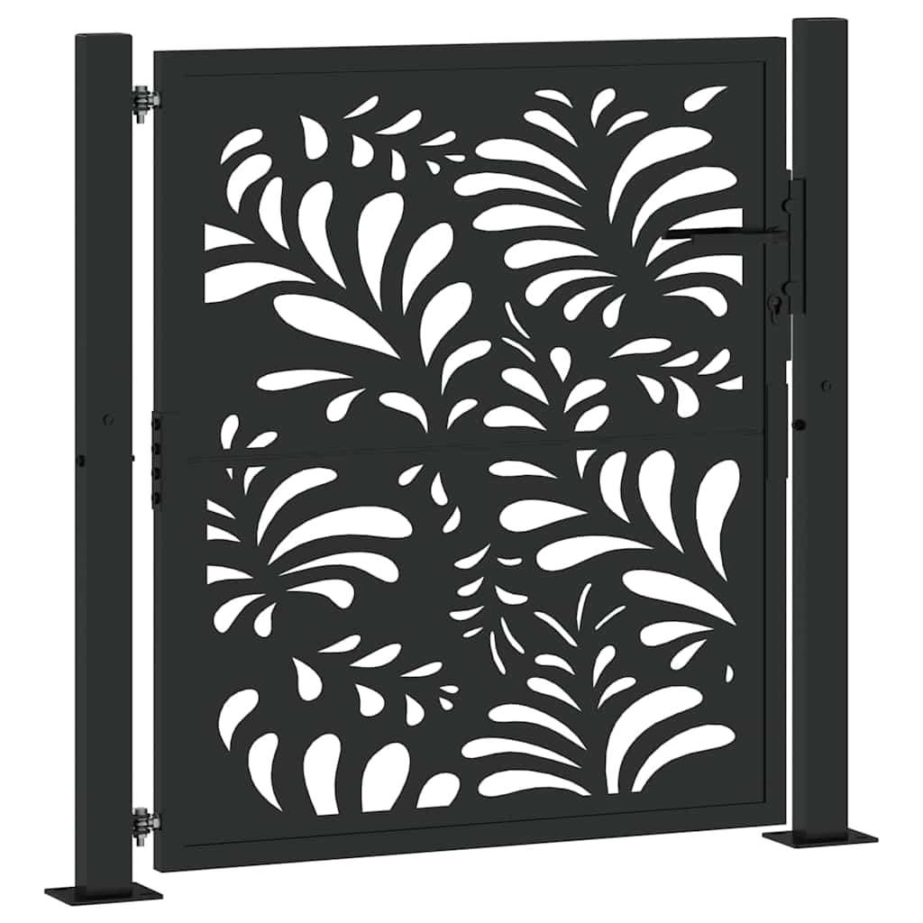 vidaXL Gartentor Schwarz 100x100 cm Stahl Wellen-Design