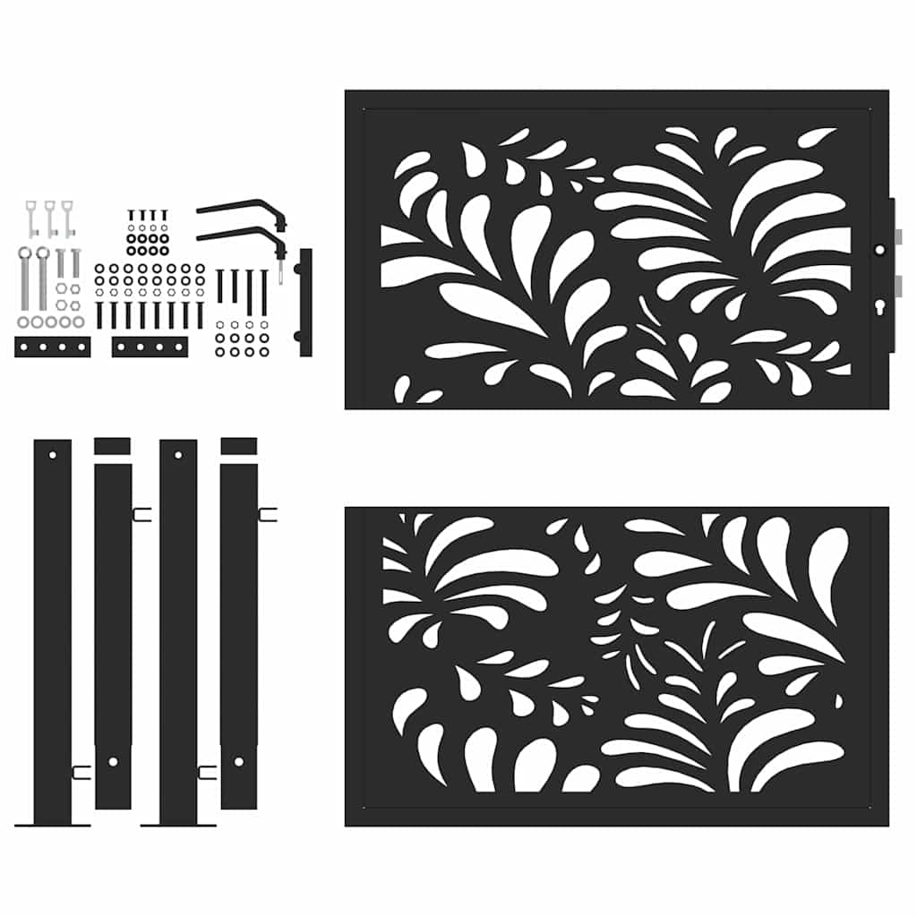 vidaXL Gartentor Schwarz 100x100 cm Stahl Wellen-Design