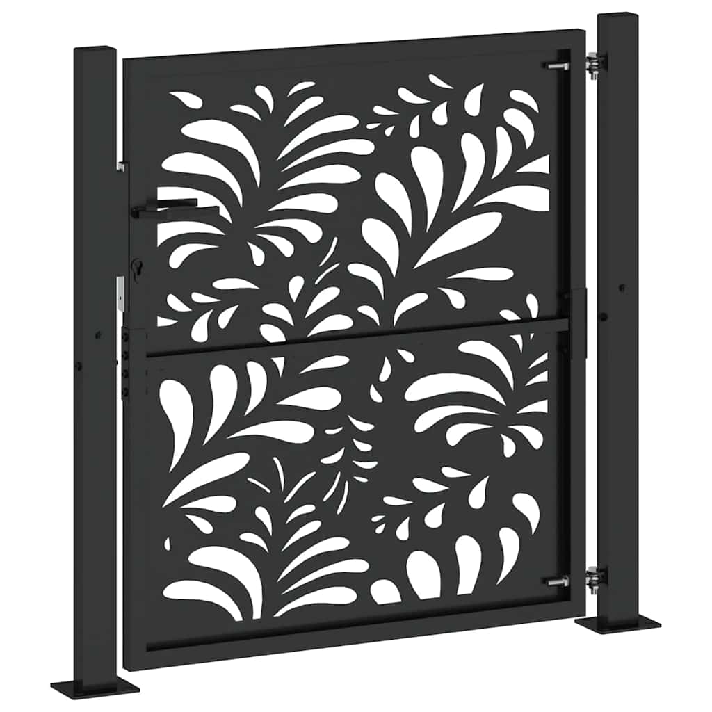 vidaXL Gartentor Schwarz 100x100 cm Stahl Wellen-Design