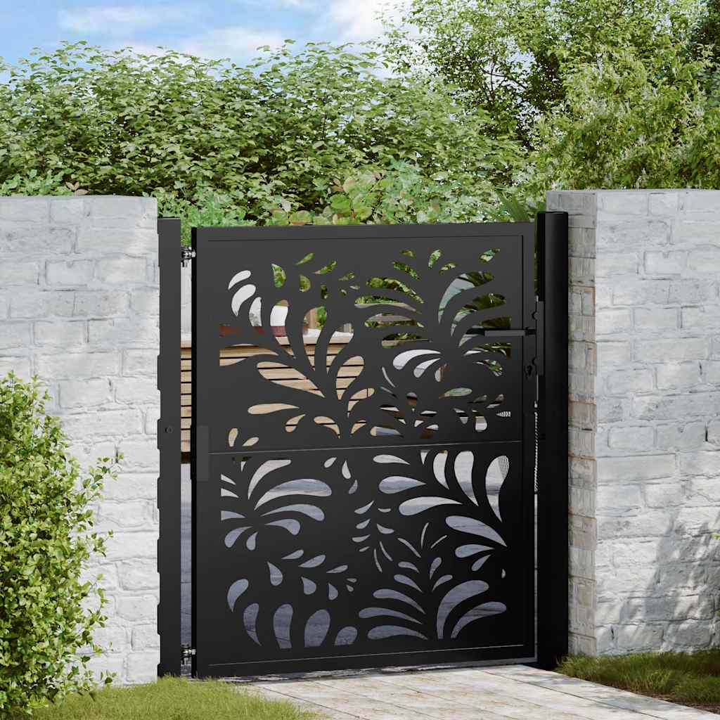 vidaXL Gartentor Schwarz 100x100 cm Stahl Wellen-Design