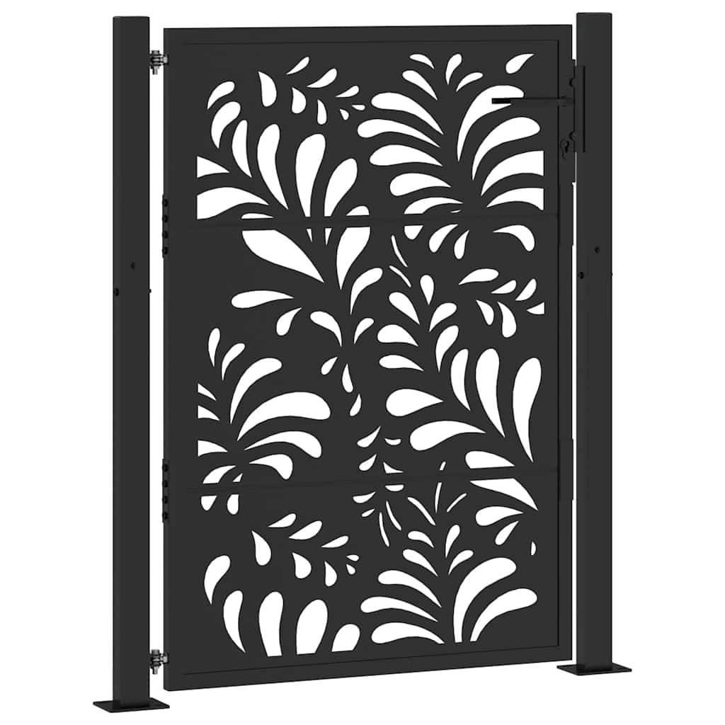 vidaXL Gartentor Schwarz 100x125 cm Stahl Wellendesign