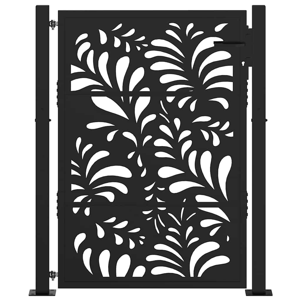 vidaXL Gartentor Schwarz 100x125 cm Stahl Wellendesign