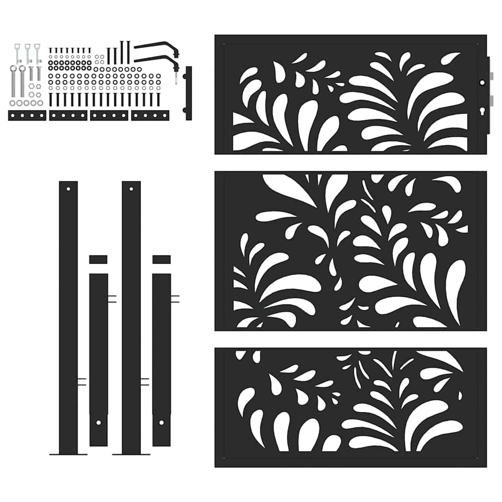 vidaXL Gartentor Schwarz 100x125 cm Stahl Wellendesign
