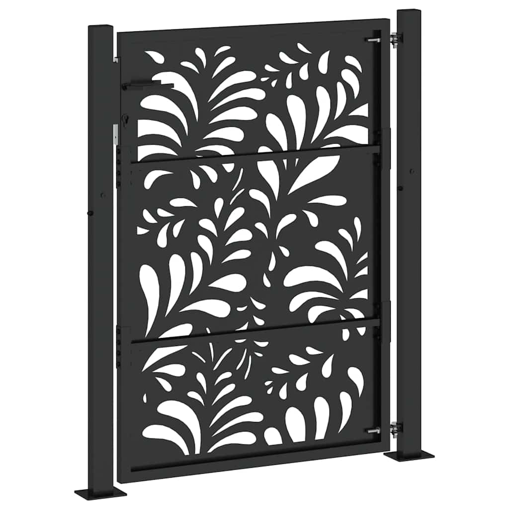 vidaXL Gartentor Schwarz 100x125 cm Stahl Wellendesign