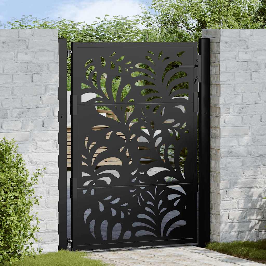 vidaXL Gartentor Schwarz 100x125 cm Stahl Wellendesign
