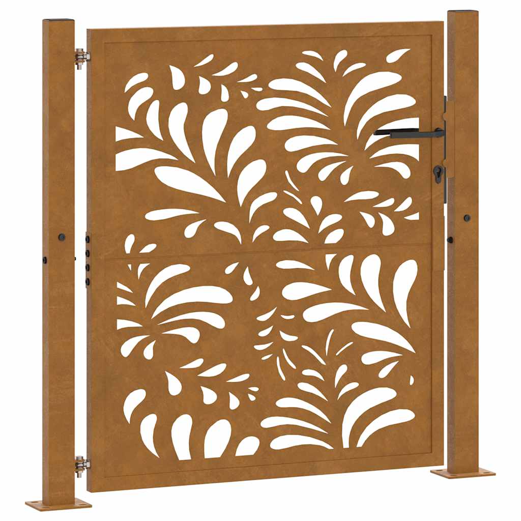 vidaXL Gartentor 100x100 cm Verwitterungsstahl Wellendesign