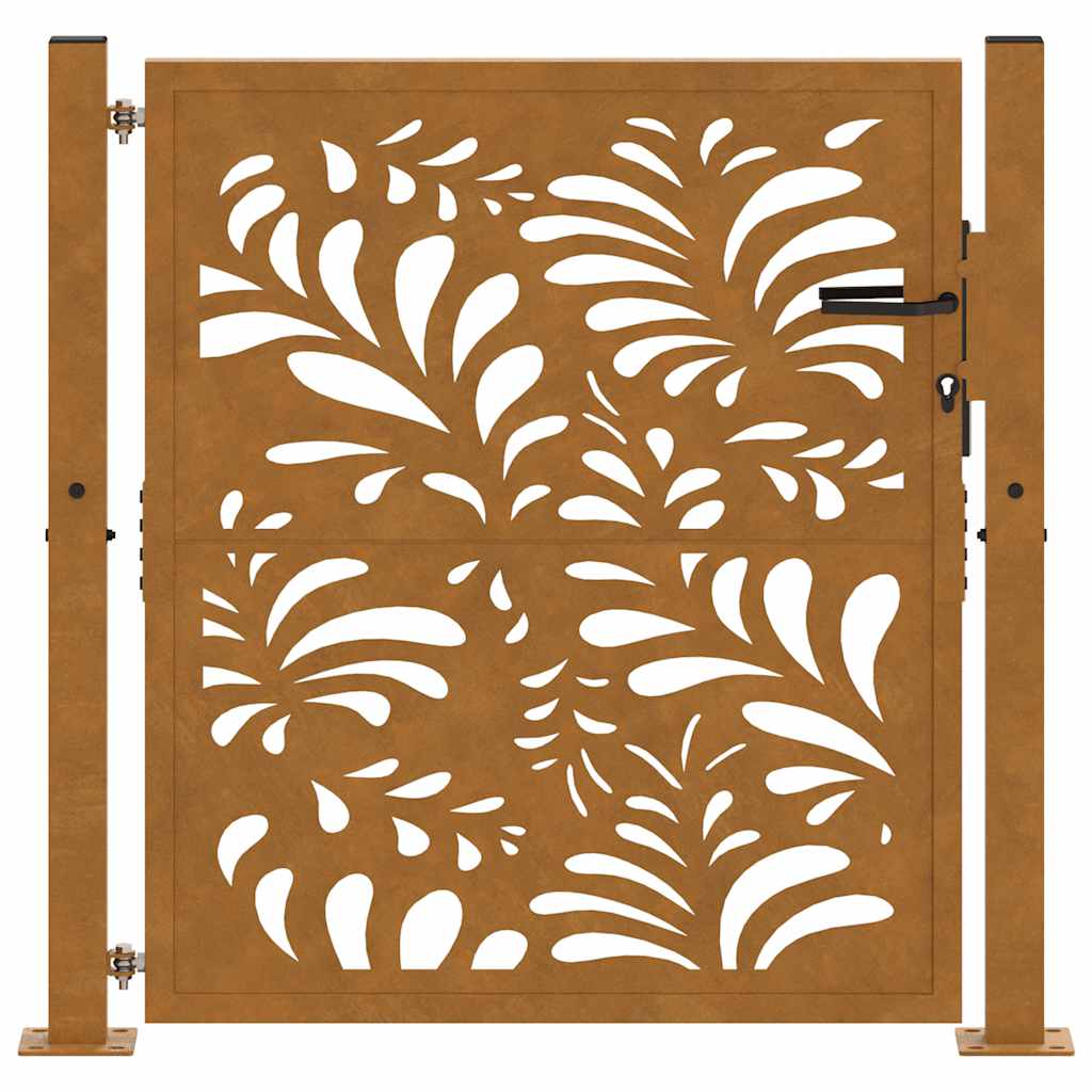 vidaXL Gartentor 100x100 cm Verwitterungsstahl Wellendesign