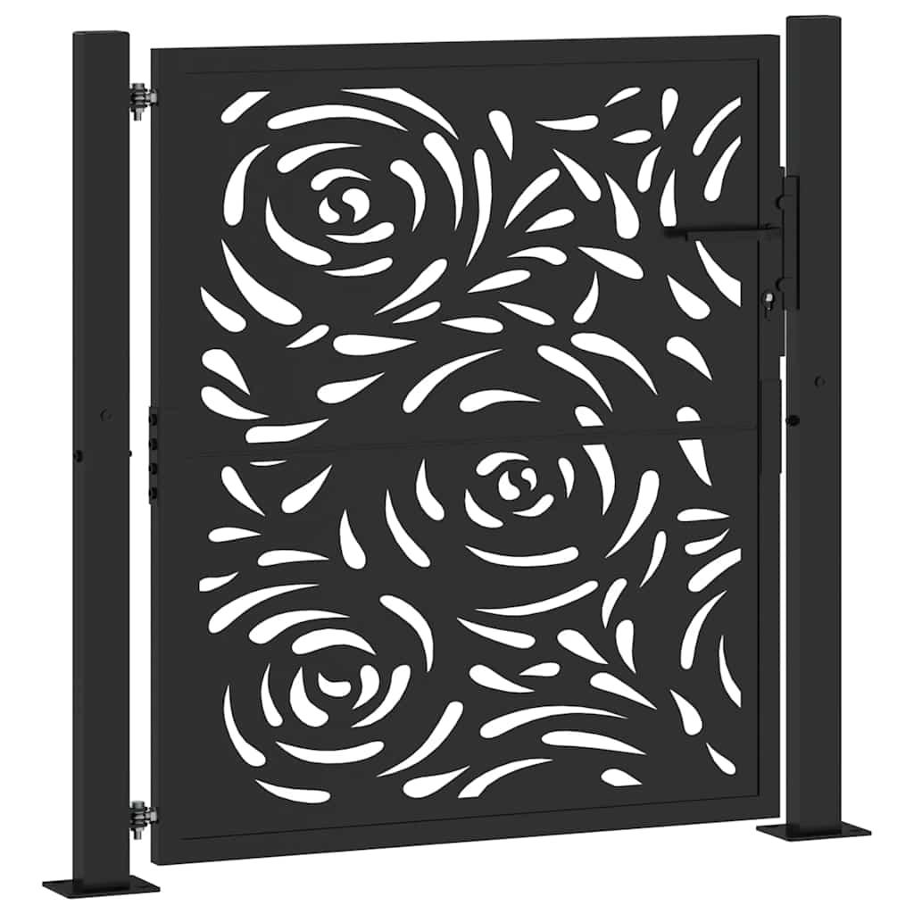 vidaXL Gartentor Schwarz 100x100 cm Stahl Flammendesign