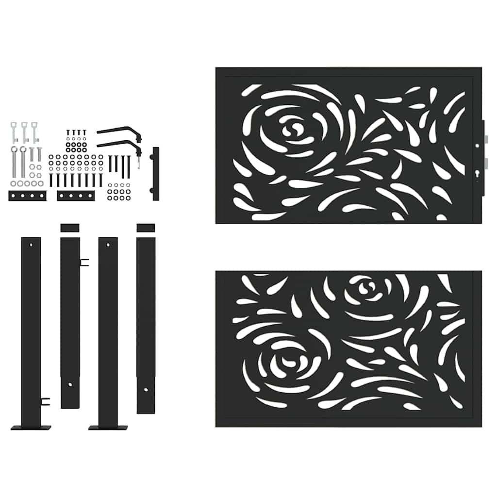 vidaXL Gartentor Schwarz 100x100 cm Stahl Flammendesign