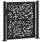 vidaXL Gartentor Schwarz 100x100 cm Stahl Flammendesign
