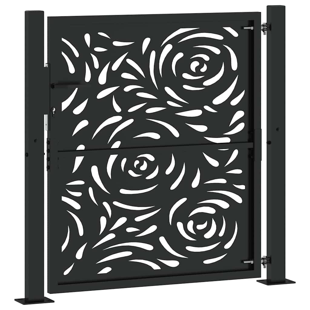 vidaXL Gartentor Schwarz 100x100 cm Stahl Flammendesign