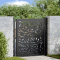 vidaXL Gartentor Schwarz 100x100 cm Stahl Flammendesign