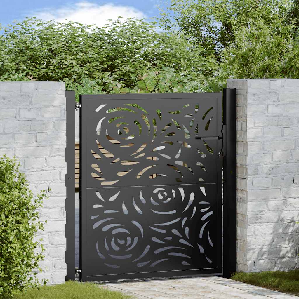 vidaXL Gartentor Schwarz 100x100 cm Stahl Flammendesign