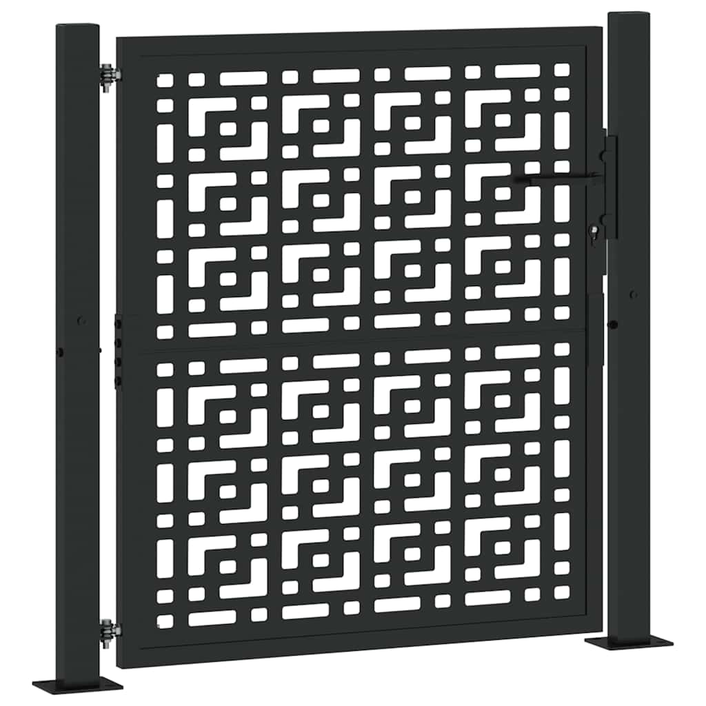 vidaXL Gartentor Schwarz 100x100 cm Stahl Kreuz-Design
