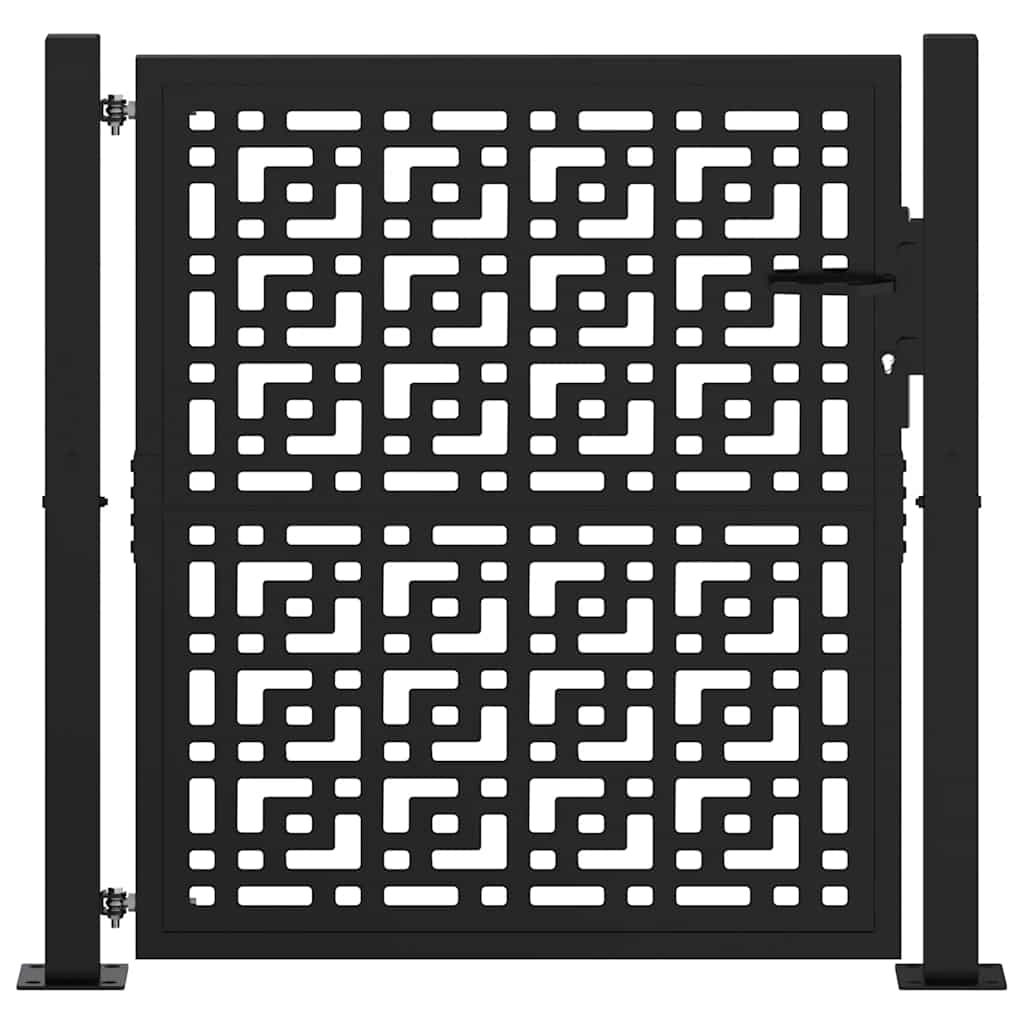 vidaXL Gartentor Schwarz 100x100 cm Stahl Kreuz-Design