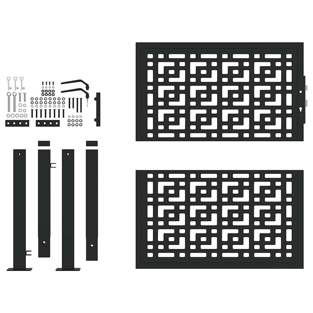 vidaXL Gartentor Schwarz 100x100 cm Stahl Kreuz-Design