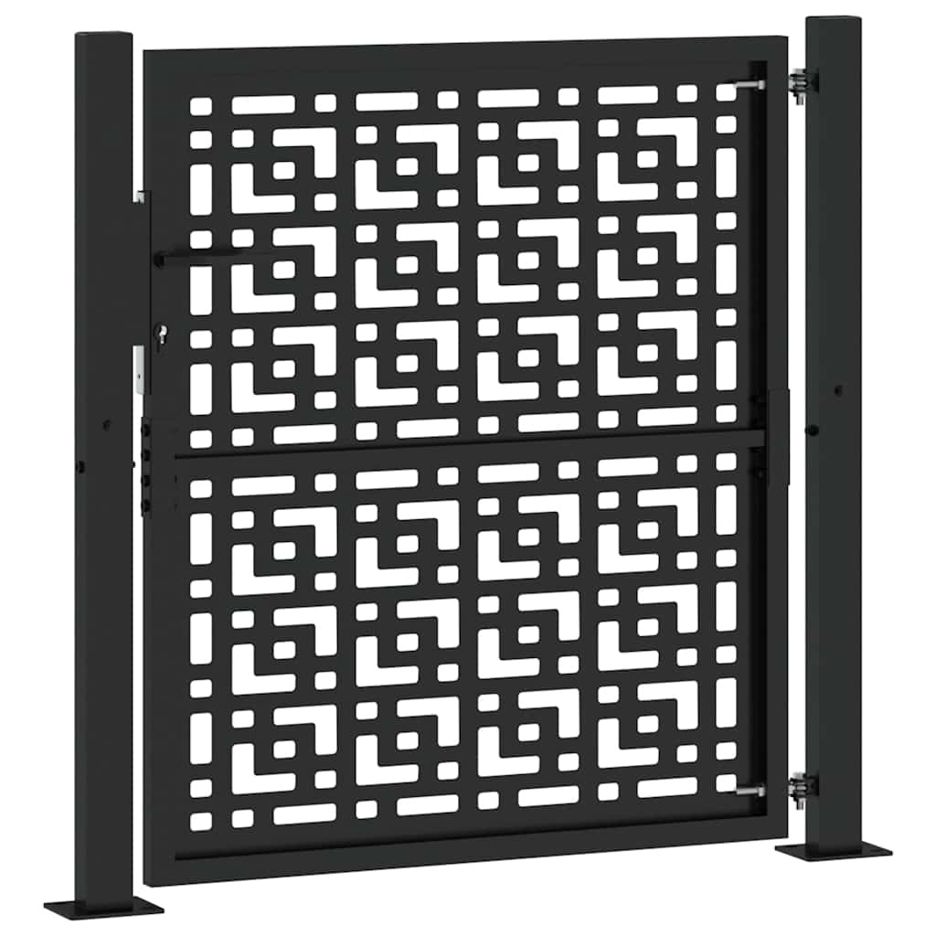 vidaXL Gartentor Schwarz 100x100 cm Stahl Kreuz-Design