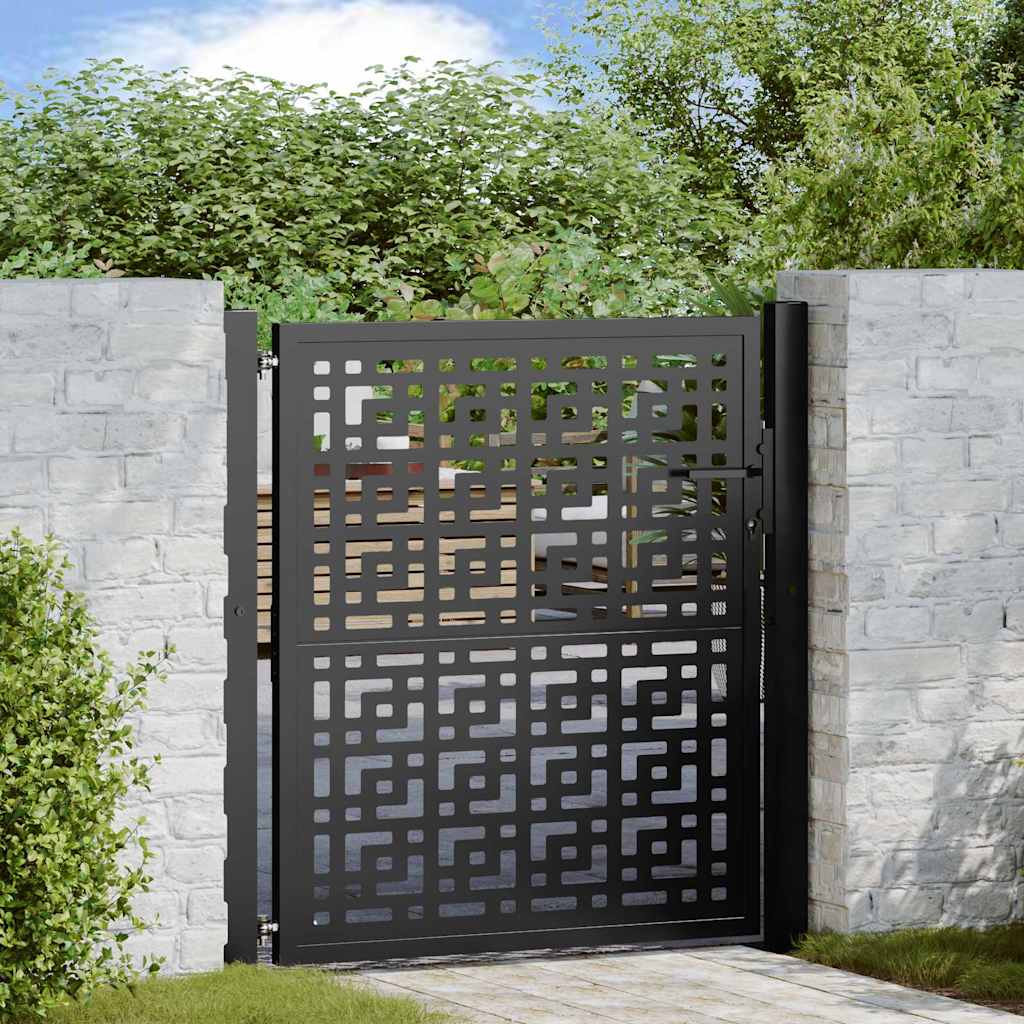 vidaXL Gartentor Schwarz 100x100 cm Stahl Kreuz-Design