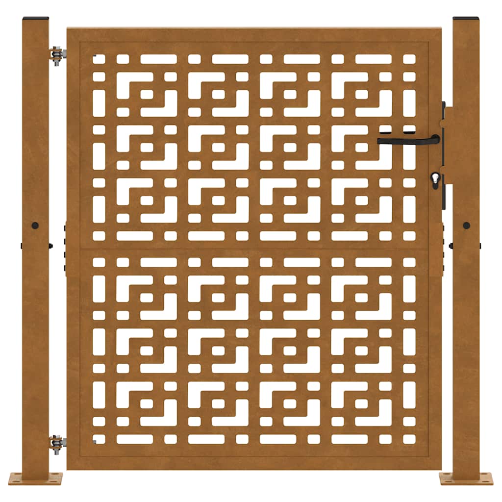 vidaXL Gartentor 100x100 cm Verwitterungsstahl Kreuzdesign