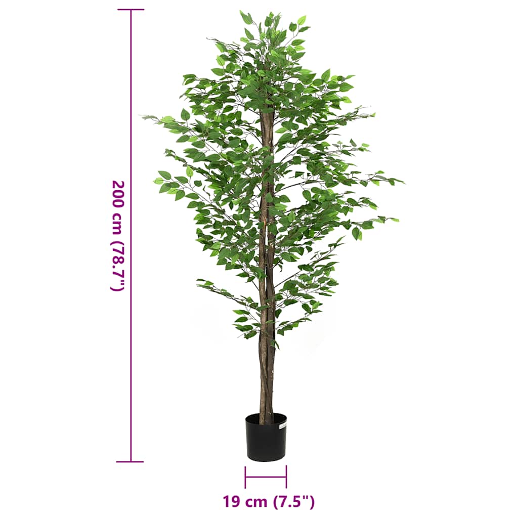 vidaXL Ficusbaum Künstlich 1260 Blätter 200 cm Grün
