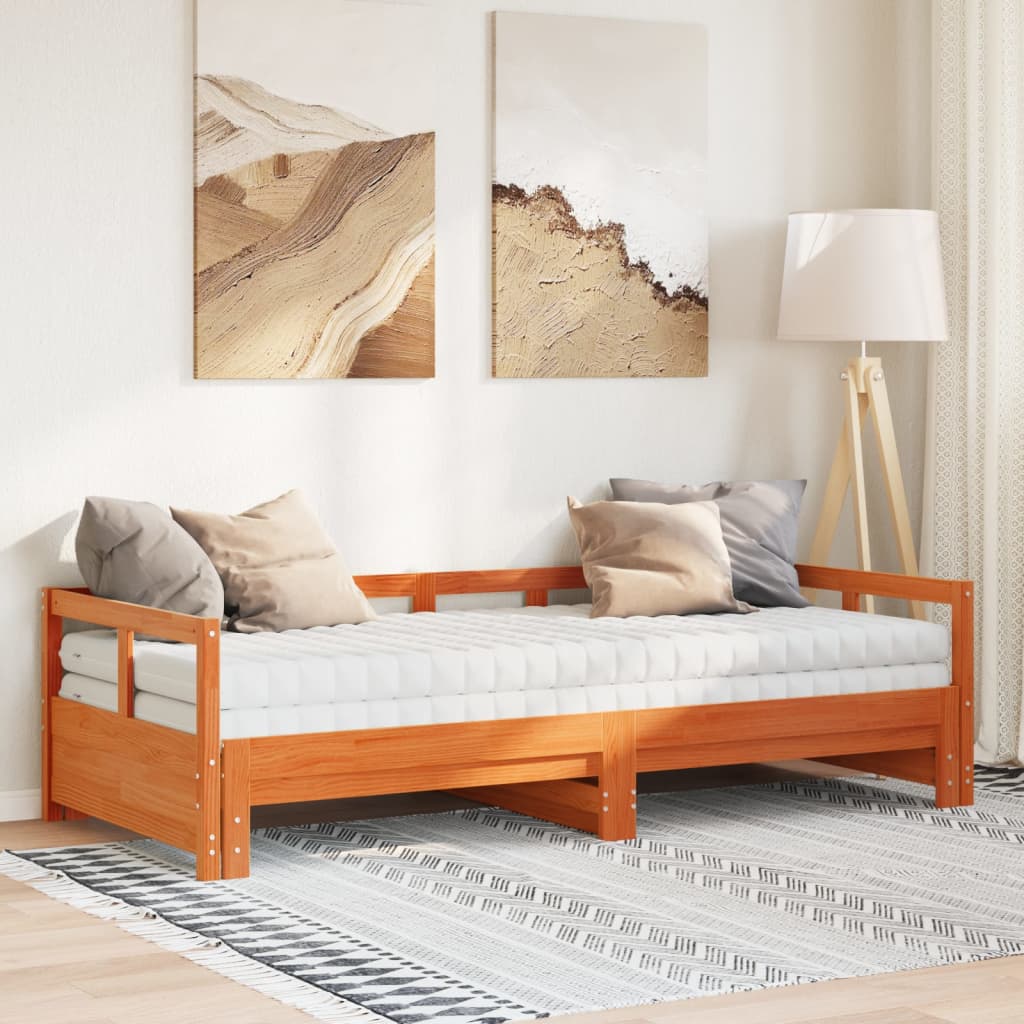 vidaXL Tagesbett Ausziehbar mit Matratzen 80x200 cm Massivholz Kiefer