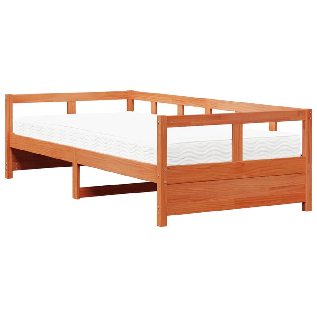 vidaXL Tagesbett mit Matratze Wachsbraun 80x200 cm Massivholz Kiefer