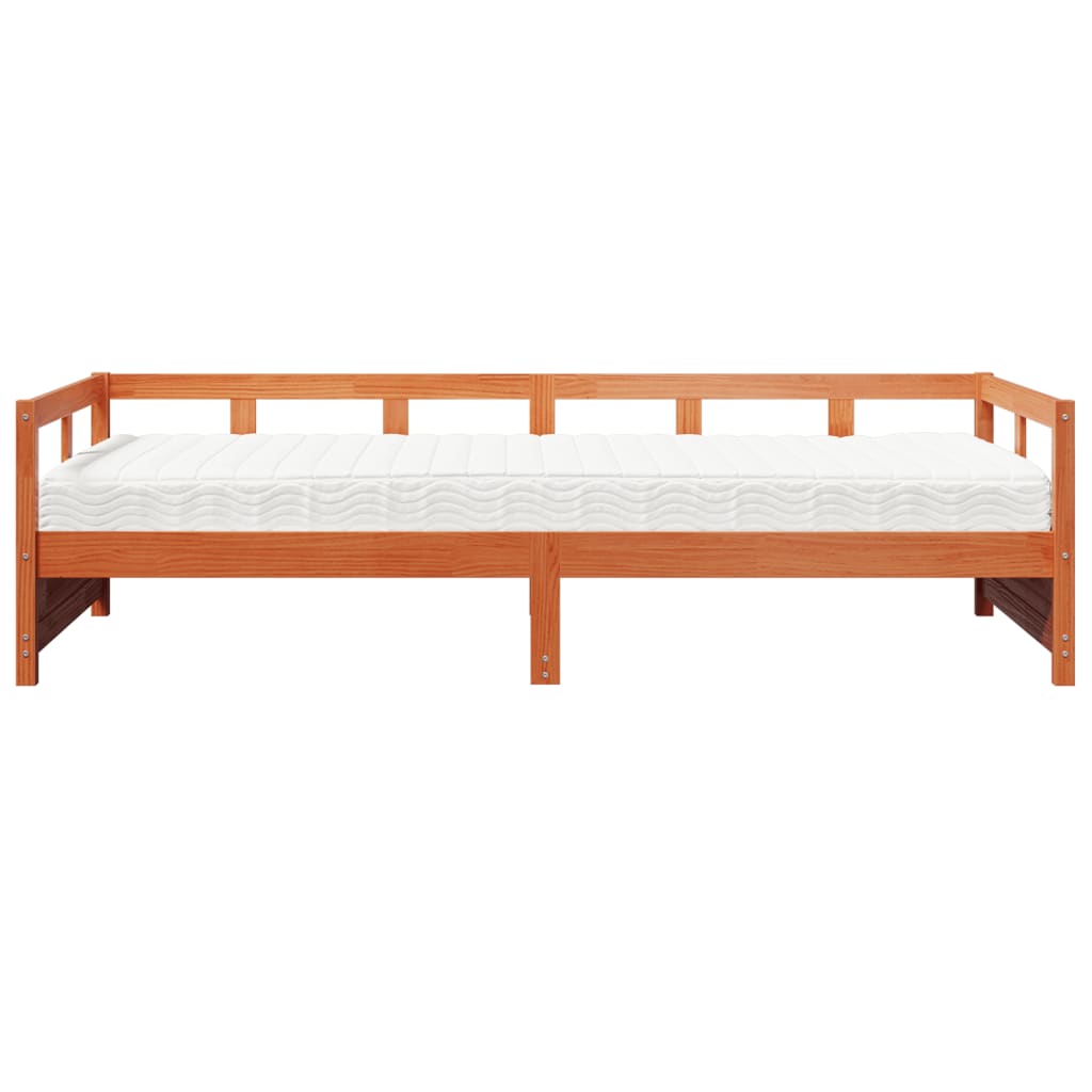 vidaXL Tagesbett mit Matratze Wachsbraun 80x200 cm Massivholz Kiefer